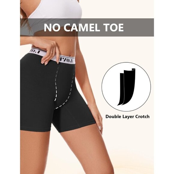 🆕Women's Black Boxer Briefs High Waisted Modal Boy Shorts Underwear - Picture 5 of 5